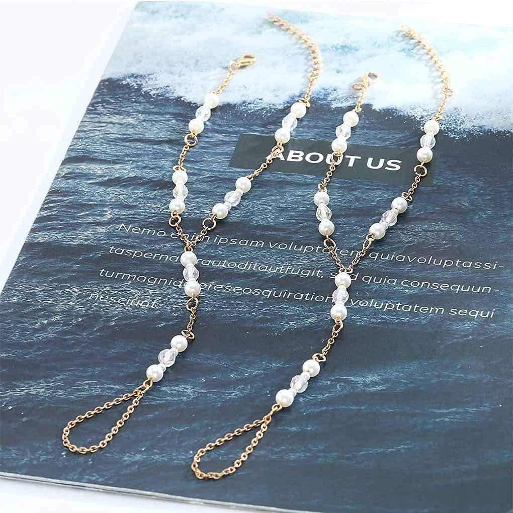 Elegant Pearl Toe Ring Anklet Bracelet Gold Barefoot Sandals - Luxurious Wedding Foot Jewelry