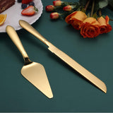 Elegant Gold Wedding Cake Cutting Set - 13" Knife & 10.43" Server for Special Celebrations