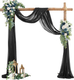 Black Wedding Arch Draping Fabric 19FT - 2 Panels Elegant Decor for Minimalist and Gatsby Weddings