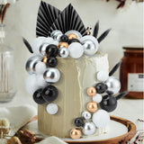 108 Pcs Cake Balls Topper Decoration Set - Elegant Black, Silver, White, & Gold for Gatsby Wedding