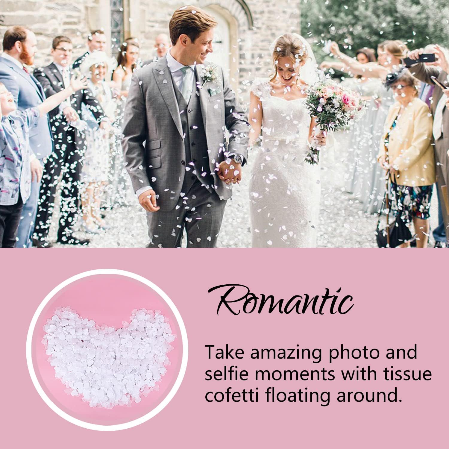 7.1 Oz White Heart Shaped Confetti (25000Pcs) - Elegant Tissue Papers for Minimalist Wedding Celebrations