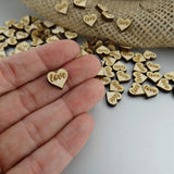 Rustic Romance: 100-Pack Engraved Wood Heart Shaped LOVE Confetti - Charming Wedding Table Decor