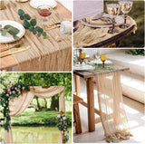 Rustic Elegance: 2-Pack Beige Cheesecloth Table Runner, 35x120 Inches - Ideal for Boho Weddings and Events