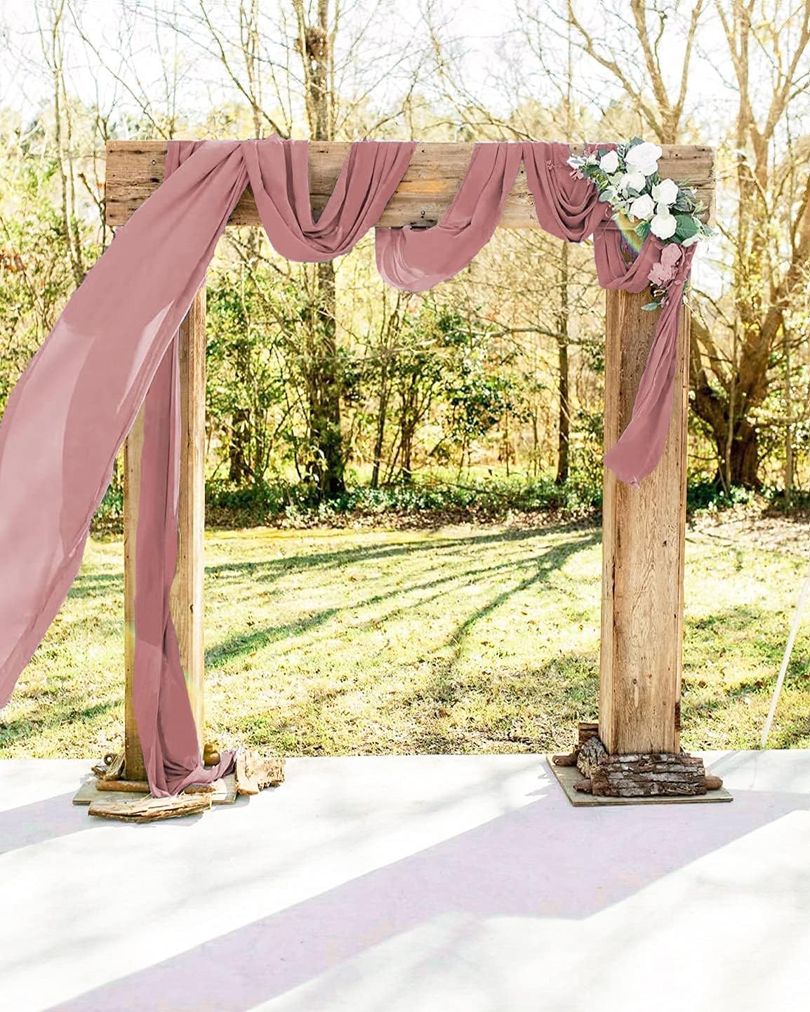 Romantic Ambiance: Dusty Pink Chiffon Curtains 5ft x 10ft, 2 Panels - Perfect for Wedding Decor