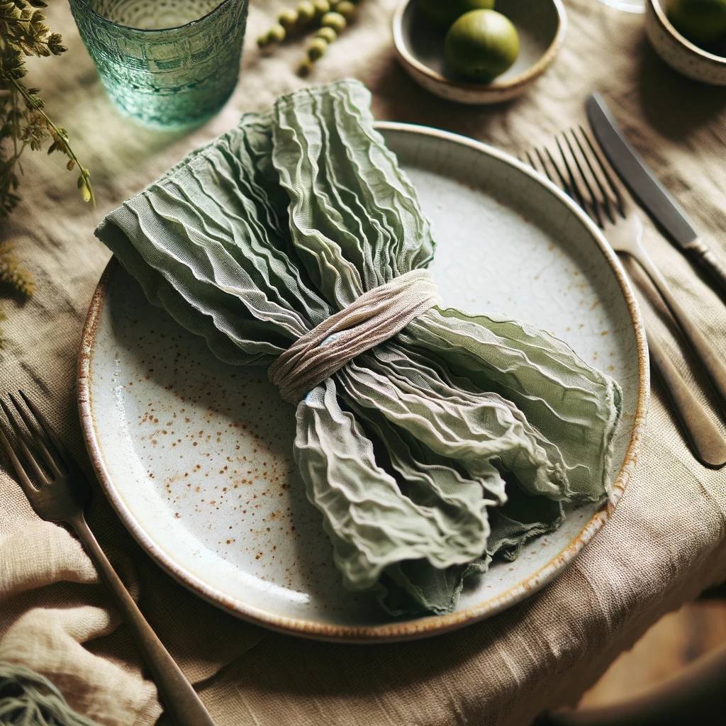 Rustic Boho Charm: Set of 20 Green Cheesecloth Dinner Napkins - Perfect for Weddings and Events