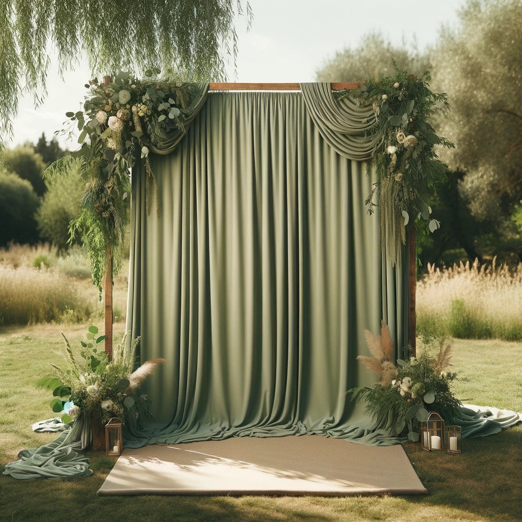 Lush Elegance: Wedding Fabric Green Curtains, 5ft x 10ft, 2 Panels - Perfect for Enchanting Wedding Decor