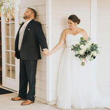 Elegant Bride's Bouquet: 13 x 7 White Roses and Eucalyptus - Timeless Wedding Accessory