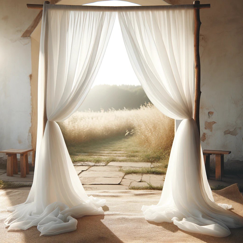 Ethereal Elegance: White Chiffon Curtains 10x10 FT, 2 Panel Backdrop - Ideal for Wedding Celebrations