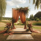 Rich Terracotta Polyester Curtains: 10x10 FT Backdrop, 2 Panels - Luxurious Accent for Wedding Decor