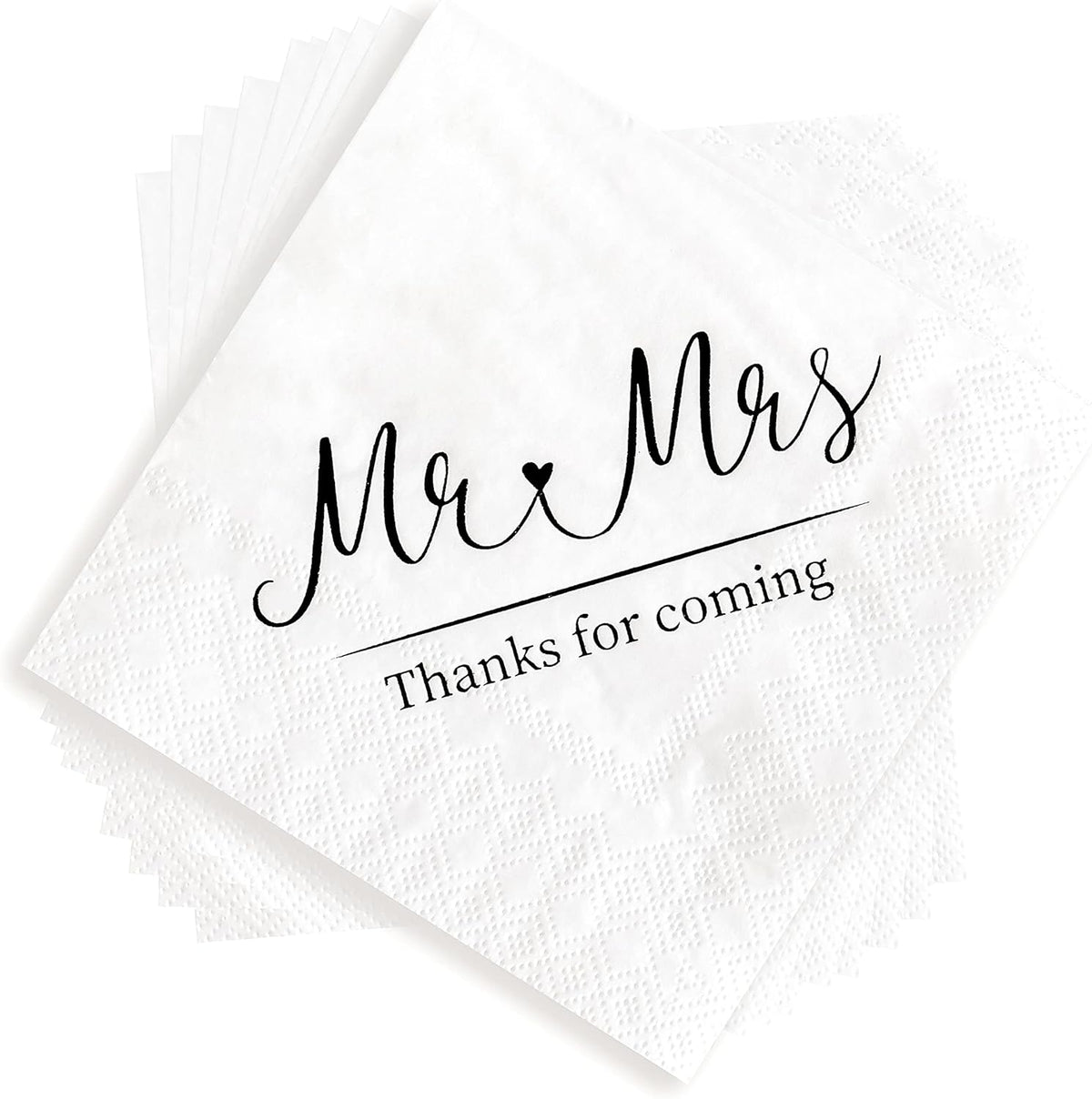 Mr. & Mrs. Cocktail Napkins - 50 Pack Disposable Wedding Napkins for Minimalist/Gatsby Theme