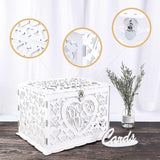 White Mr & Mrs Rustic Wood Gift Post Card Box - Elegant Reception Accessory for Wedding Cards