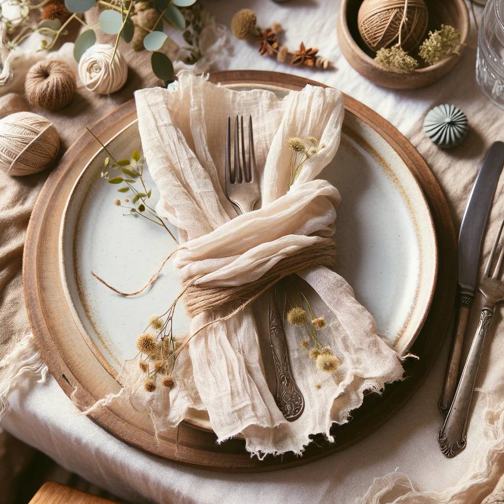 Classic Sophistication: Set of 20 Ivory Cheesecloth Dinner Napkins, 20x20 in - Perfect for Rustic Boho Weddings