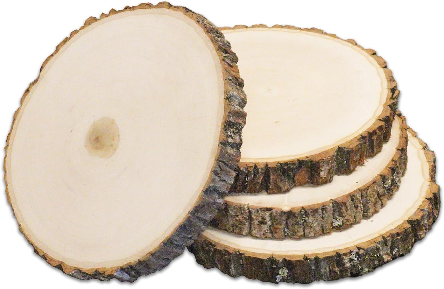 Rustic Elegance: 4 Pack Basswood Round Wood Slices, 9-12" Diameter - Perfect for Wedding Decor