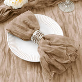 Earthy Elegance: Set of 20 Brown Cheesecloth Dinner Napkins - Rustic Boho Charm for Weddings