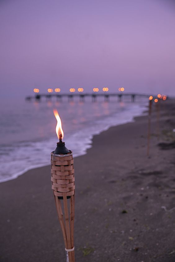 Elegant Faux Bamboo Outdoor Torch Stands - 60" Tall - Perfect for Weddings and Garden Events