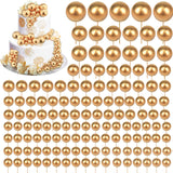 Gold 216 Pcs Balls Mini Cake Toppers Set - 5 Sizes for Elegant Gatsby Wedding Decor