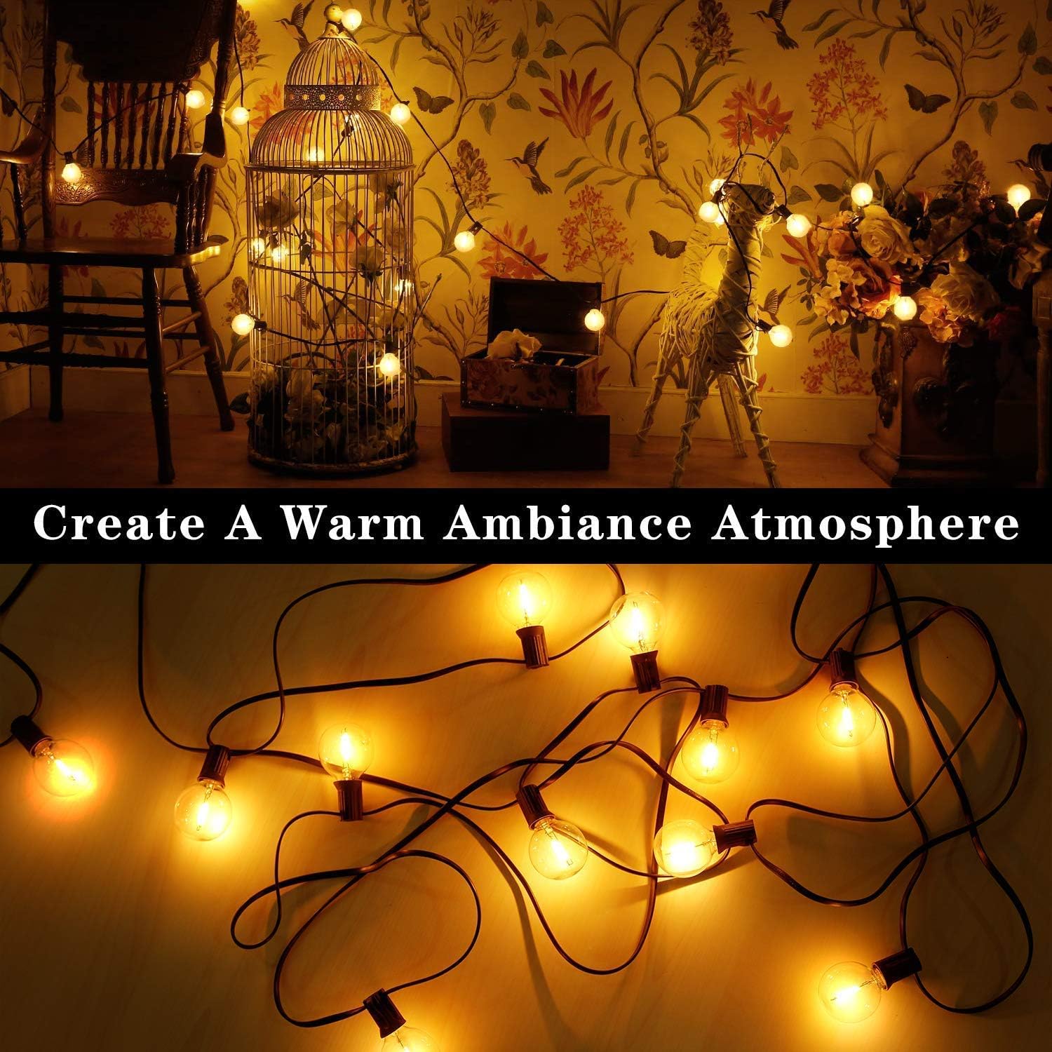 25Ft Globe LED String Lights with 25 Clear Bulbs - Perfect Illumination for Minimalist Wedding Decor