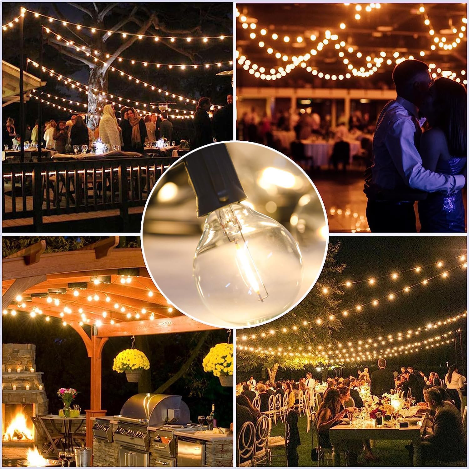 25Ft Globe LED String Lights with 25 Clear Bulbs - Perfect Illumination for Minimalist Wedding Decor