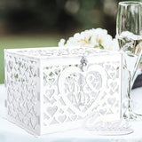 White Mr & Mrs Rustic Wood Gift Post Card Box - Elegant Reception Accessory for Wedding Cards