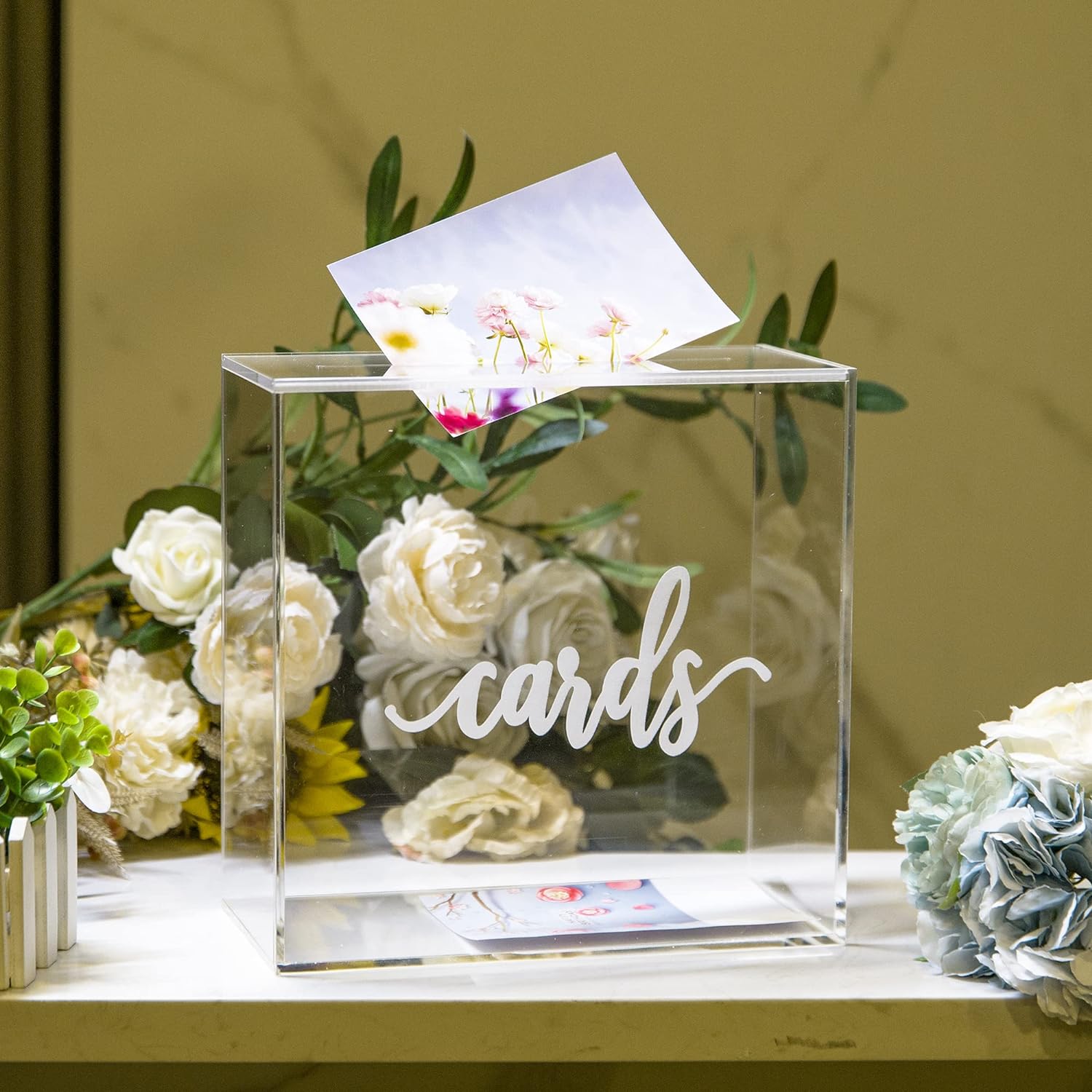 10” Acrylic Clear Card Box - Sleek Wedding Card Box for Reception in Minimalist Style