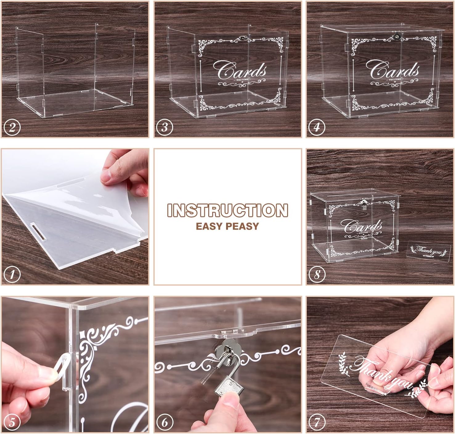 Elegant Acrylic Wedding Card Box - Modern and Transparent Gift Card Holder for Receptions