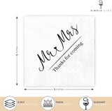 Mr. & Mrs. Cocktail Napkins - 50 Pack Disposable Wedding Napkins for Minimalist/Gatsby Theme