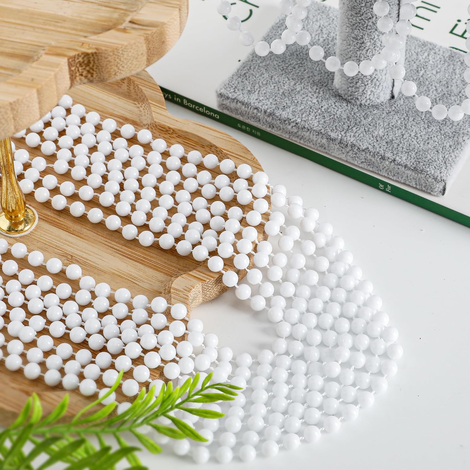 100PCS White Beaded Necklaces 33" - Elegant Mardi Gras Beads for Gatsby Wedding & Party Favors