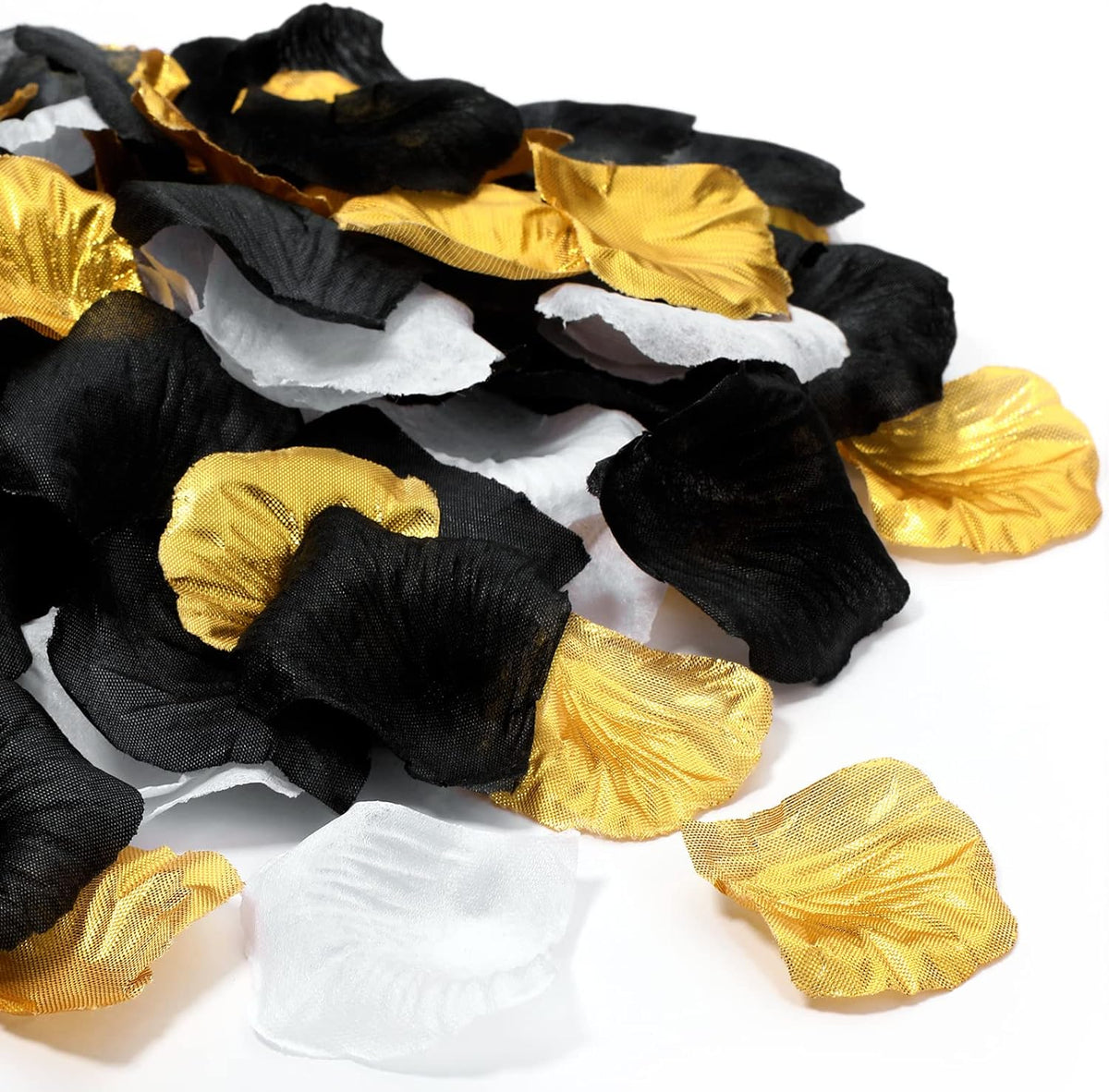 1,600 Pcs Artificial Silk Rose Petals in Gold, White, Black - Elegant Flower Decor for Gatsby Wedding