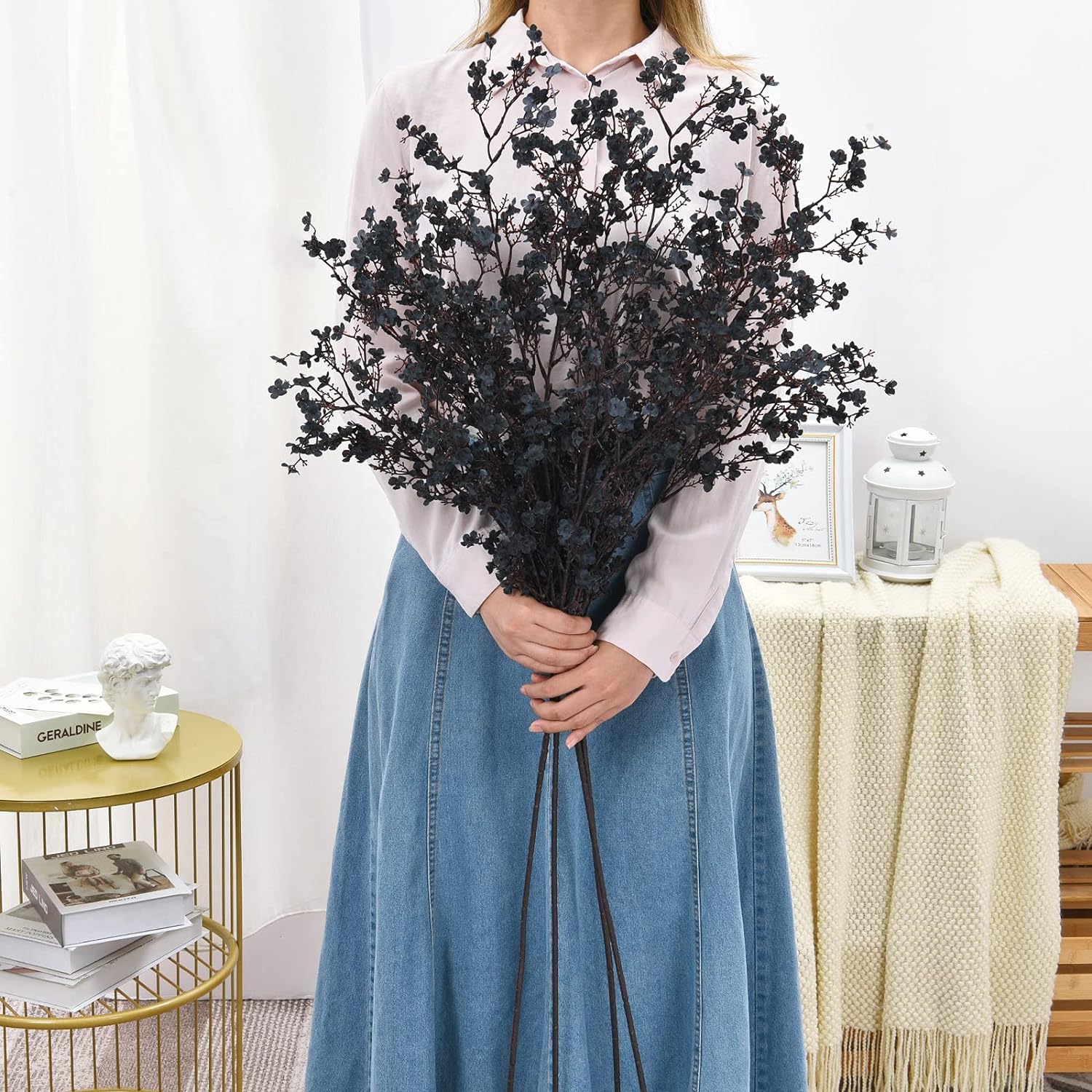 4Pcs Black 39.4" Baby Breath Gypsophila Artificial Flowers - Chic Decor for Minimalist and Gatsby Weddings