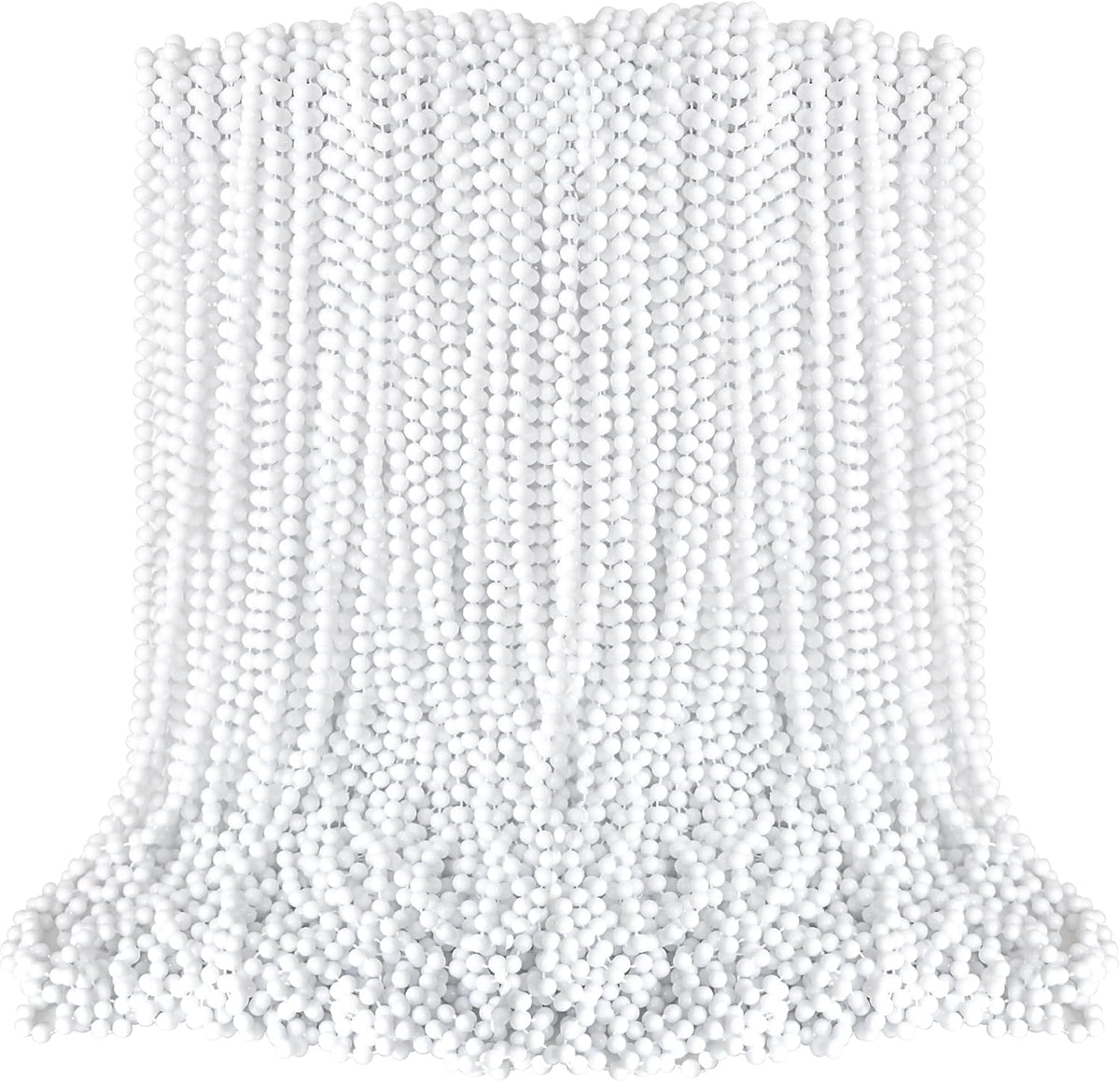 100PCS White Beaded Necklaces 33" - Elegant Mardi Gras Beads for Gatsby Wedding & Party Favors