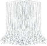 100PCS White Beaded Necklaces 33" - Elegant Mardi Gras Beads for Gatsby Wedding & Party Favors