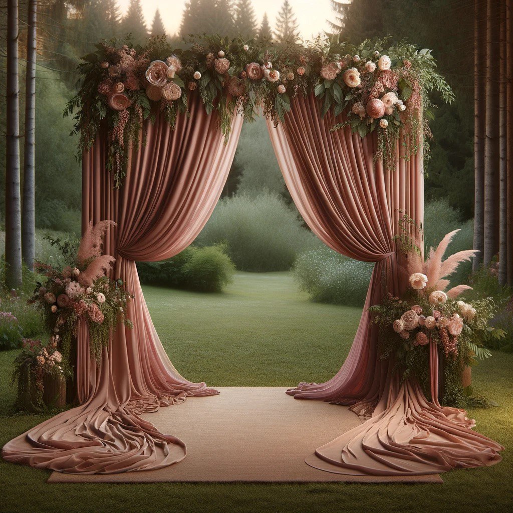 Romantic Ambiance: Dusty Pink Chiffon Curtains 5ft x 10ft, 2 Panels - Perfect for Wedding Decor