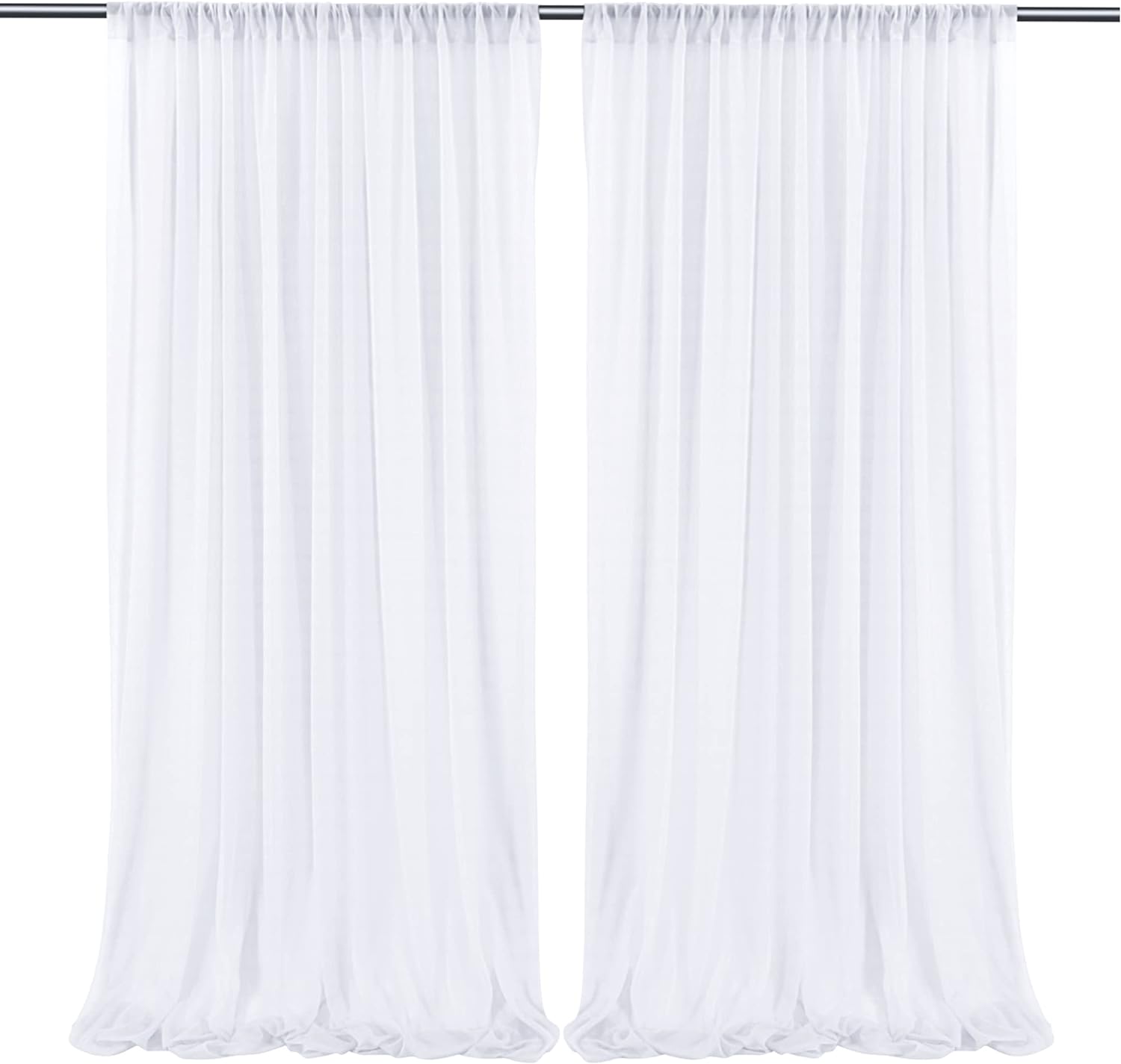 Ethereal Elegance: White Chiffon Curtains 10x10 FT, 2 Panel Backdrop - Ideal for Wedding Celebrations