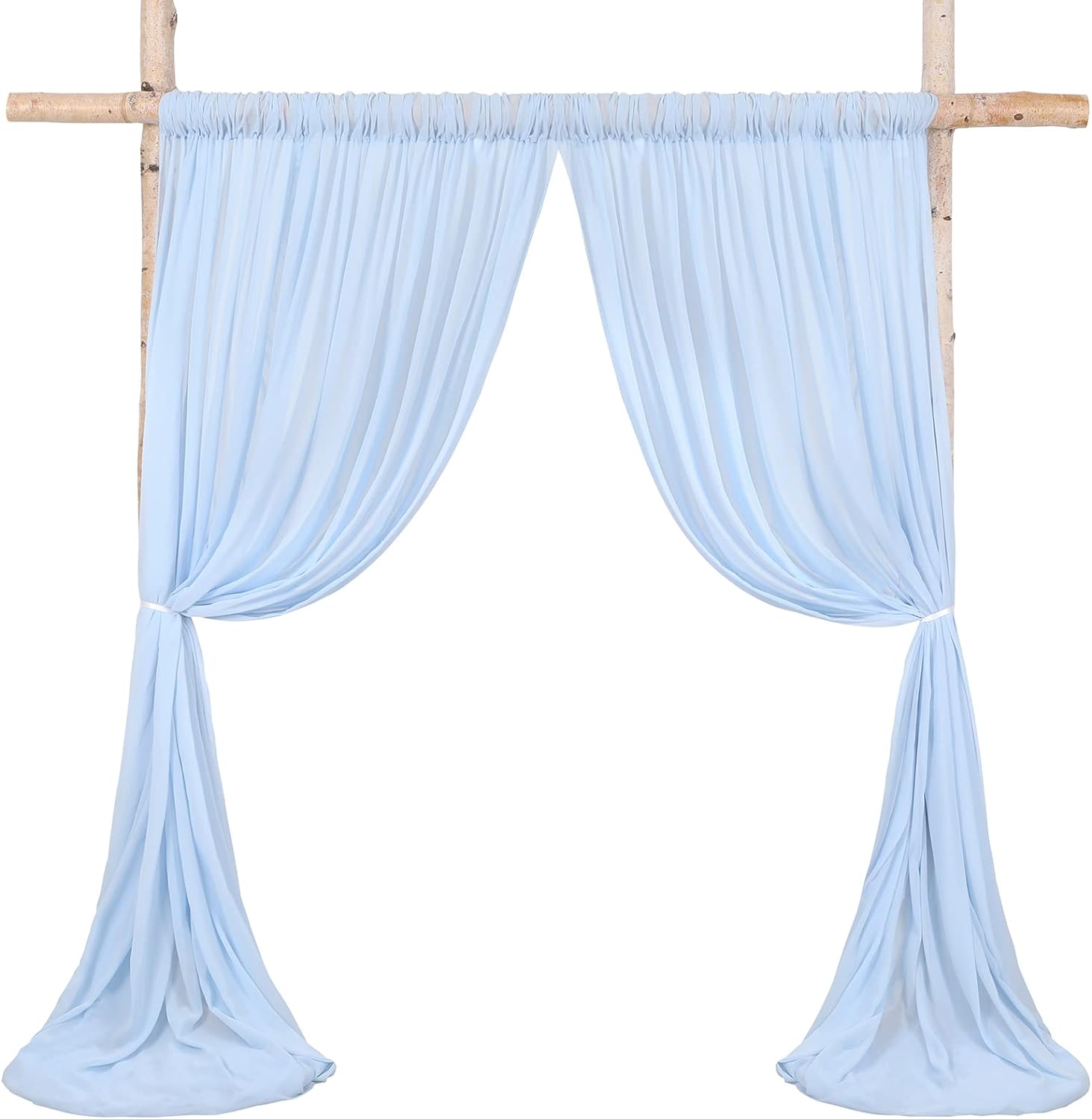 Serene Elegance: Light Blue Chiffon Curtains 5ft x 10ft, 2 Panels - Ideal for Wedding Decor