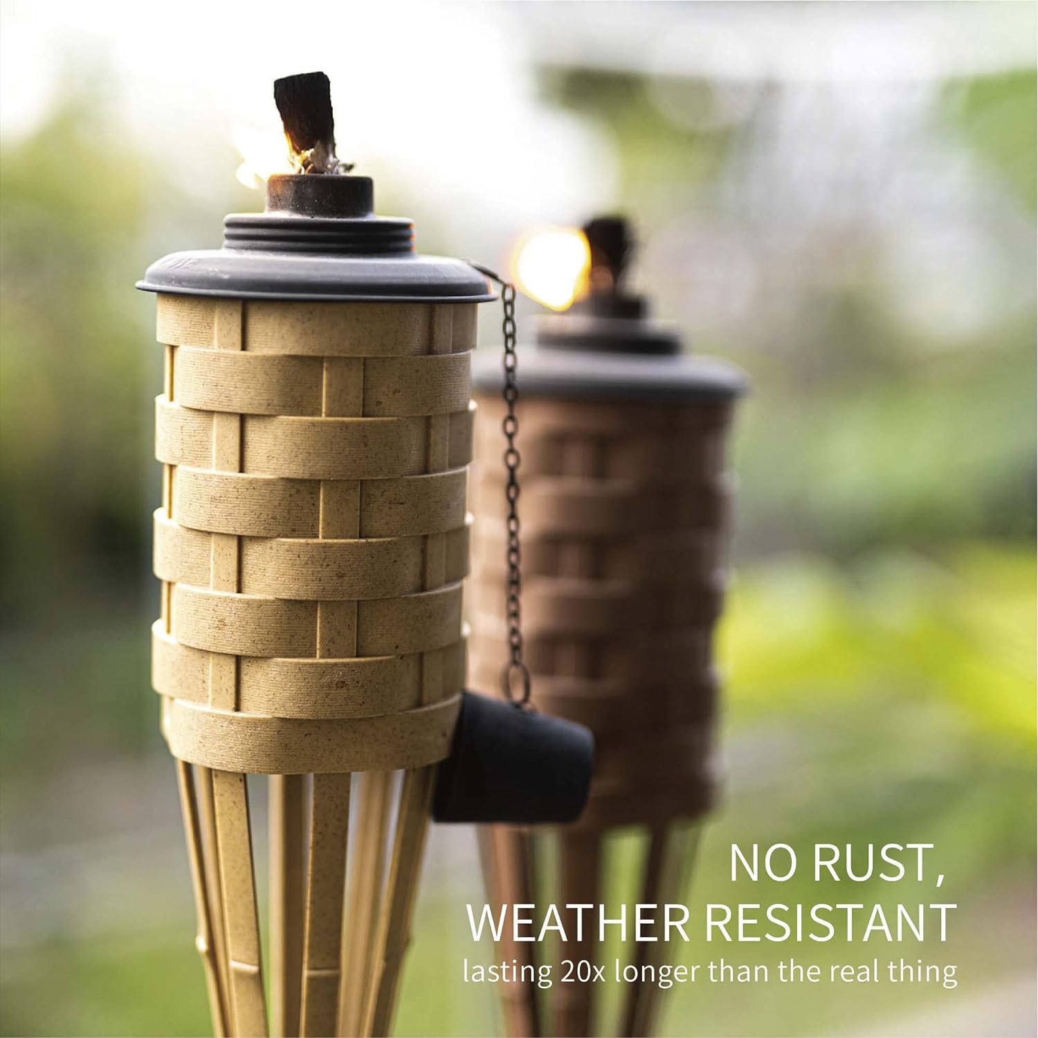 Elegant Faux Bamboo Outdoor Torch Stands - 60" Tall - Perfect for Weddings and Garden Events