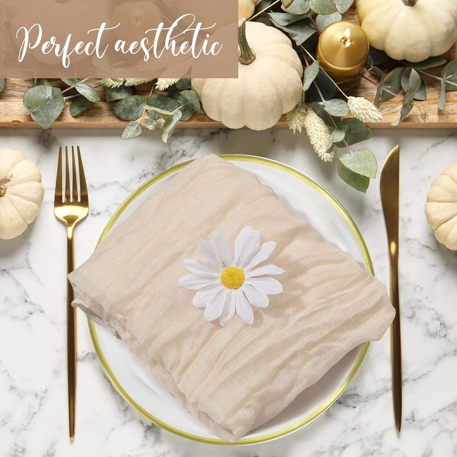 Classic Sophistication: Set of 20 Ivory Cheesecloth Dinner Napkins, 20x20 in - Perfect for Rustic Boho Weddings