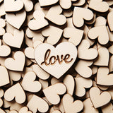 Rustic Romance: 100-Pack Engraved Wood Heart Shaped LOVE Confetti - Charming Wedding Table Decor