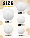 Elegant Ambiance: 80 Pack White Paper Lanterns in Assorted Sizes (4"-12") - Perfect for Wedding Decor