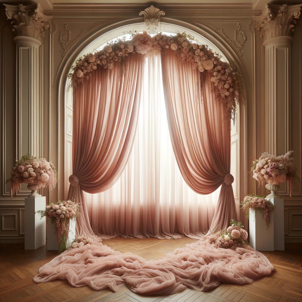 Romantic Ambiance: Dusty Pink Chiffon Curtains 5ft x 10ft, 2 Panels - Perfect for Wedding Decor