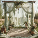 Ethereal Charm: Light Green Chiffon Curtains 5ft x 10ft, 2 Panels - Ideal for Romantic Wedding Decor