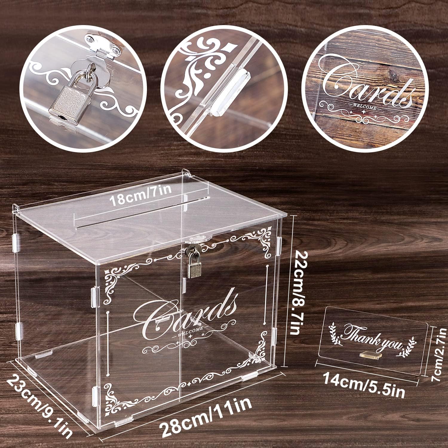 Elegant Acrylic Wedding Card Box - Modern and Transparent Gift Card Holder for Receptions