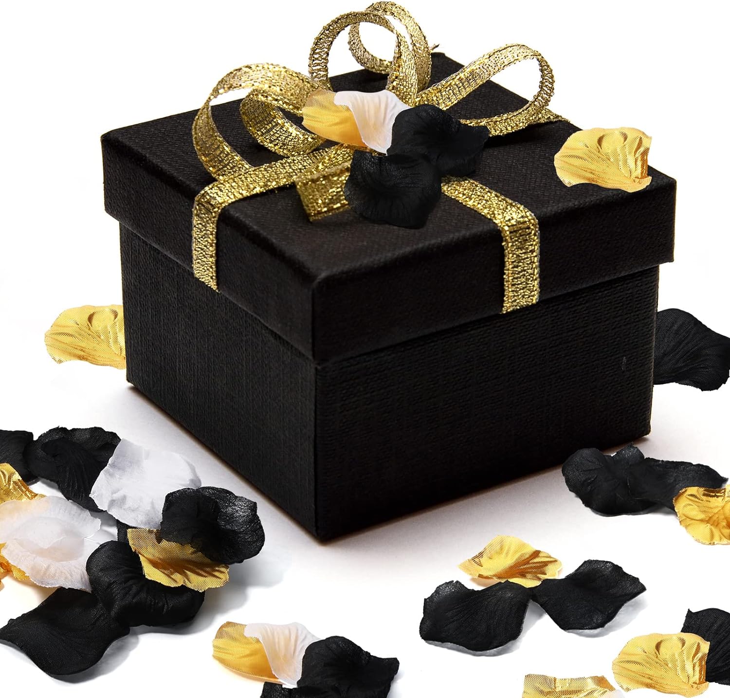 1,600 Pcs Artificial Silk Rose Petals in Gold, White, Black - Elegant Flower Decor for Gatsby Wedding