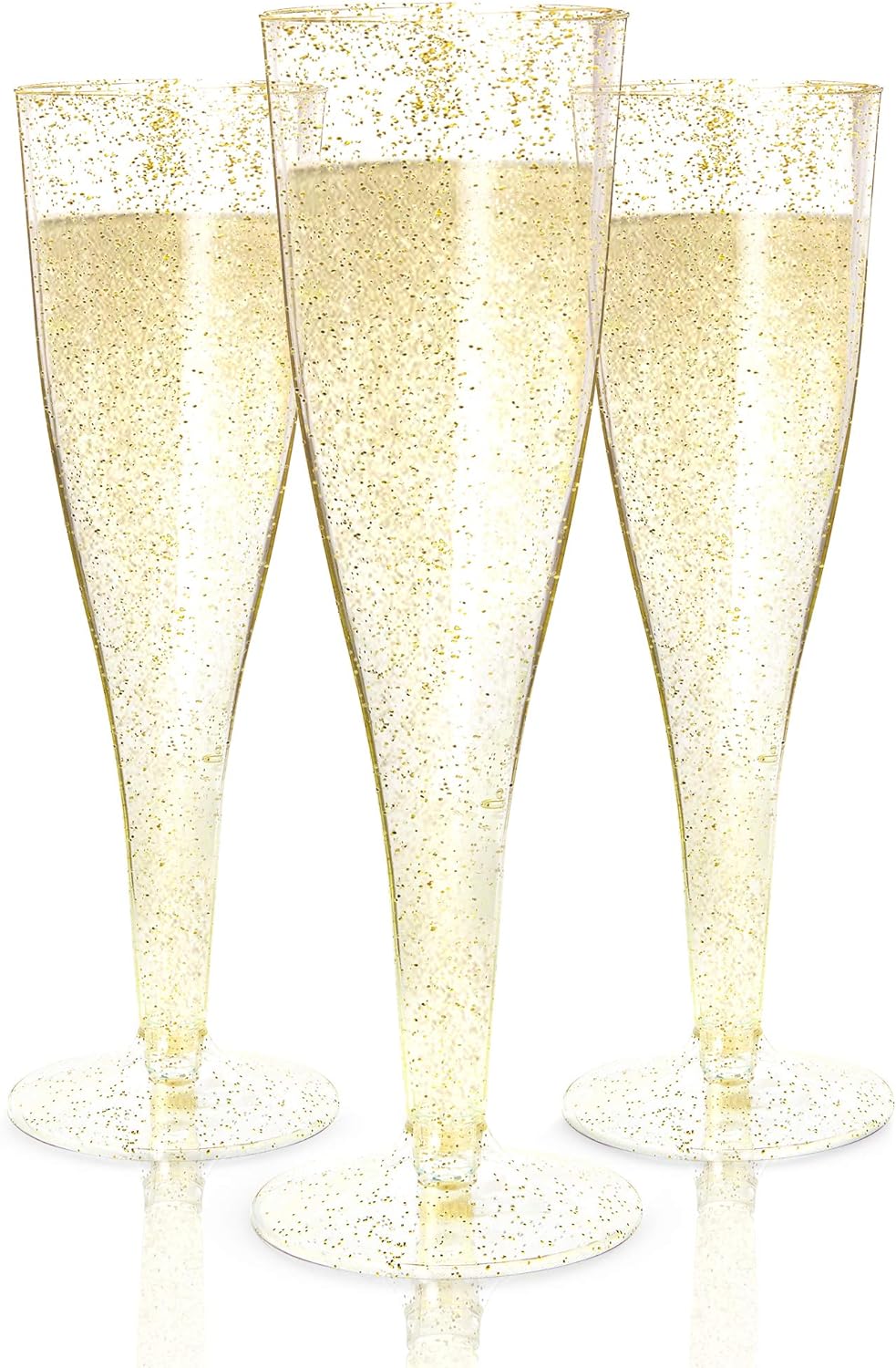 100 Gold Champagne Flutes - Elegant Disposable Toasting Glasses for Gatsby Wedding