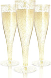 100 Gold Champagne Flutes - Elegant Disposable Toasting Glasses for Gatsby Wedding