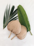 Set of 12 Wedding Raffia Fans - Palm Leaf Hand Fans for Guests - Eco-Friendly Cooling Elegance