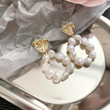 Elegant White Baroque Pearl Earrings for Women - Perfect for Wedding & Formal Occasions