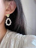 Elegant White Baroque Pearl Earrings for Women - Perfect for Wedding & Formal Occasions