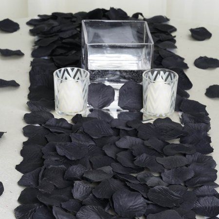 3000 Pcs Black Silk Rose Petals Set - Luxurious Decor for Weddings and Special Occasions