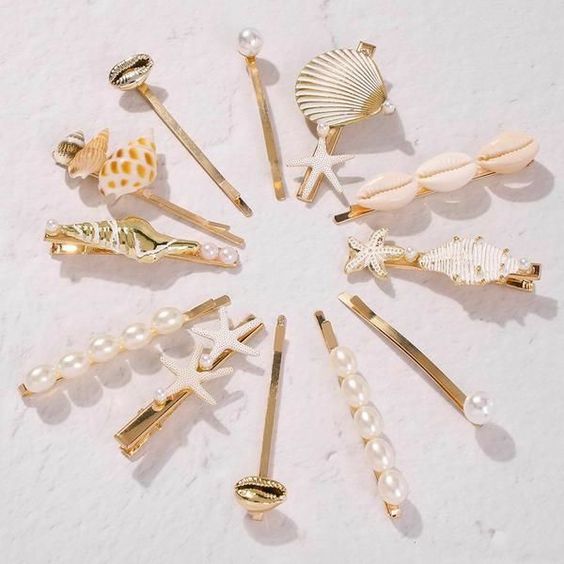 12 Pieces Faux Pearl Hair Clip Shell Barrettes - Elegant Wedding Hair Accessories