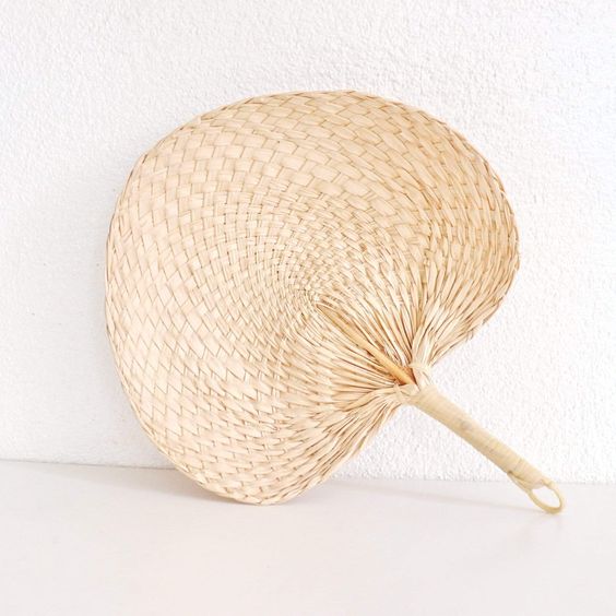 Set of 12 Wedding Raffia Fans - Palm Leaf Hand Fans for Guests - Eco-Friendly Cooling Elegance